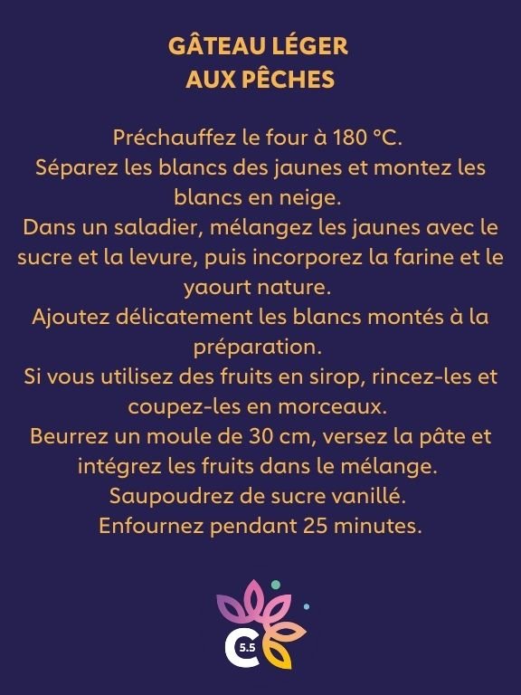 Gâteau léger aux pêches 3