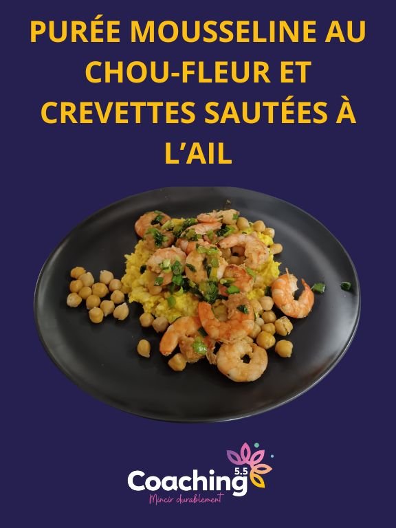 Purée chou-fleur crevettes à l'ail 1
